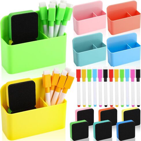 6 Pcs Magnetic Dry Erase Marker Holder for Whiteboard, Magnet Pencil Storage Organizer for Office Refrigerator Locker Classroom Organization Metal Cabinets in Saudi Arabia