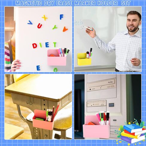 6 Pcs Magnetic Dry Erase Marker Holder for Whiteboard, Magnet Pencil Storage Organizer for Office Refrigerator Locker Classroom Organization Metal Cabinets in Saudi Arabia