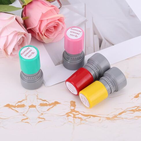 4pcs متعة تخدمك ختم ، طوابع خادم الحبر الذاتي البلاستيكي للشيكات اللطيفة المخصصة للمكاتب المكتبية للقرطاسية (الوردي والأخضر والأحمر والأصفر) in Saudi Arabia