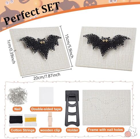 Webeedy DIY BAT String Art Kit String Making Kit Halloween Thief String Art Crafts Kit للمبتدئين مع التعليمات وجميع اللوازم لحفلات العائلة الفنية لوازم الهالوين in Kuwait