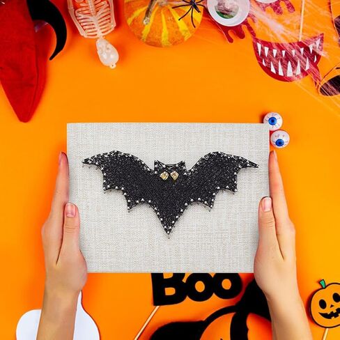 Webeedy DIY BAT String Art Kit String Making Kit Halloween Thief String Art Crafts Kit للمبتدئين مع التعليمات وجميع اللوازم لحفلات العائلة الفنية لوازم الهالوين in Kuwait