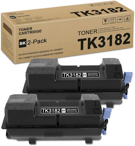 2 حزمة TK3182 خرطوشة الحبر الأسود: تتوافق TK3182K TK-3182 خرطوشة الحبر الاستبدال الحبر لـ Kyocera EcoSys M3655IDN P3055DN Printer ، 21،500 صفحة لكل منهما in Kuwait