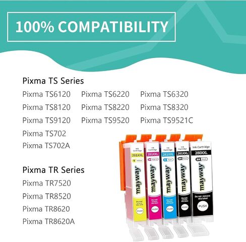 PGI-280 280XL CLI-281 281XL خرطوشة الحبر 5pcs ، متوافقة مع PIXMA TR8620 TR8620A TS702 TS702A TR8520 TS9120 TR7520 TS6120 TS8120 in Saudi Arabia