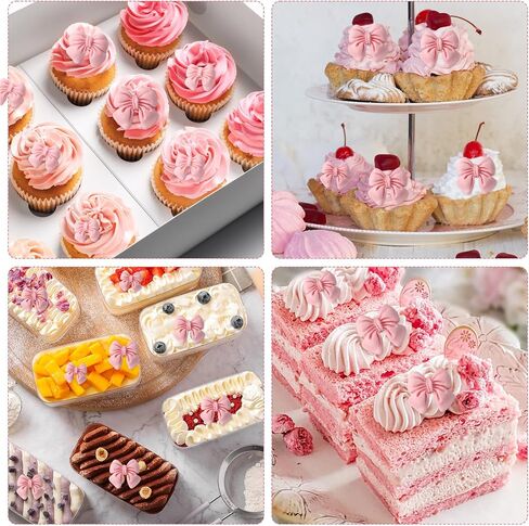 50 PCS Pink Bow Cupcake Toppers ، Bowknot Cake Desserts ، Decorts Decoritions اشرب شرب عرس الزفاف الزفاف الزفاف استحمام الطفل الأميرة كب كيك لأقبعات زخرفة للموضوع للحفلات in Kuwait