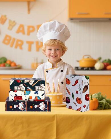 Pineraap 12 Sheets Chef Cooking Wrapping Paper, Vegetable Cooking Theme Gift Wrap Paper for Baker, Tomato, Chef Design Folded Flat Art Paper for Birthday, Kitchen Gifts, DIY Crafts, 19.7 x 27.6 Inch in Saudi Arabia
