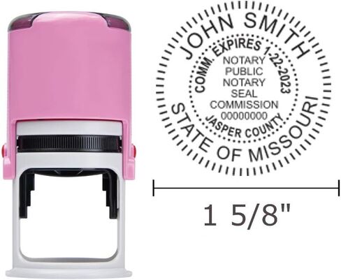 Round Notary Stamp for State of Missouri | Self Inking Unit - Shiny Printer R-542 with Unique Body (Pink) in Saudi Arabia