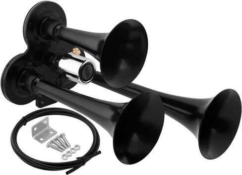 Vixen Horns Train Horn for Truck/Car. 3 Air Horn Chrome Plated Trumpets. Super Loud dB. Fits 12v/24v Vehicles like Semi/Pickup/Jeep/RV/SUV VXH3311C in Kuwait