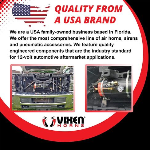 Vixen Horns Train Horn for Truck/Car. 3 Air Horn Chrome Plated Trumpets. Super Loud dB. Fits 12v/24v Vehicles like Semi/Pickup/Jeep/RV/SUV VXH3311C in Kuwait