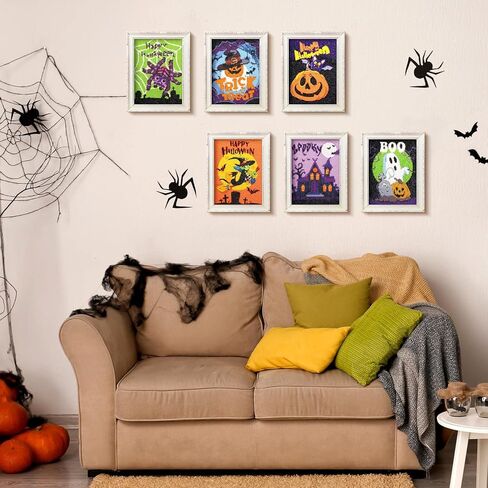 6 Pack Halloween Diamond Kit for Adults Kids Beginner, 5D Halloween Painting DIY Halloween Diamond Art DIY Rhinestone Art Craft for Boys and Girls Home Wall Decor, 7.87 x 5.91 inch in Kuwait
