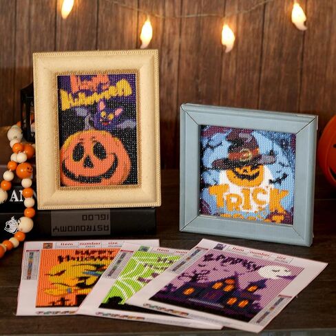 6 Pack Halloween Diamond Kit for Adults Kids Beginner, 5D Halloween Painting DIY Halloween Diamond Art DIY Rhinestone Art Craft for Boys and Girls Home Wall Decor, 7.87 x 5.91 inch in Kuwait