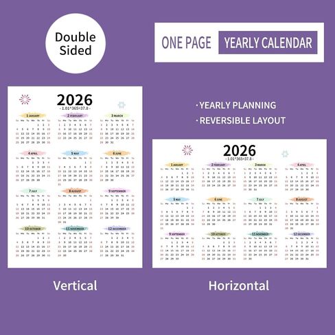 2026 التقويم الحائط 12 شهرًا ، تقويم السنة الكاملة 2026 صفحة واحدة ، مخطط سنوي 2026 لمكتب مكتب الثلاجة في مدرسة مدرسة مدرسية لطيف ونقلت ملهمة صغيرة ، أفقية/عمودية قابلة للعكس in Saudi Arabia