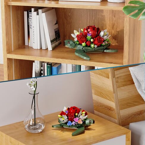 Sea Turtle Rose Bouquet Succulent Planter Building Set, Compatible with Lego Flowers Plants Pot, Creative Plants and Animals Home Decoration Blocks Toy, Gifts for 6+ Girls, Women (588PCS) in Saudi Arabia
