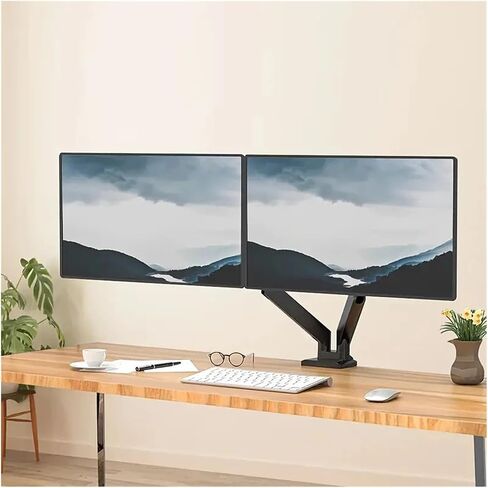 Dual Monitor Stand for 13" - 32" Screens, Adjustable Dual Monitor Stand with 180° Swivel, tilt, and 360° Rotation(White) in Kuwait