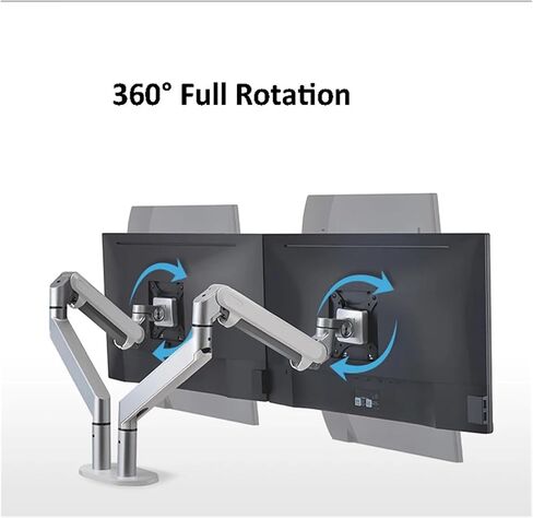 OZ-2 Dual-Arm Monitor Stand Desktop Stand Fully Motion Aluminum Alloy 17-32 Inch Monitor Stand Gas Spring Arms Load 2-8 kg(Silver Grey) in Saudi Arabia