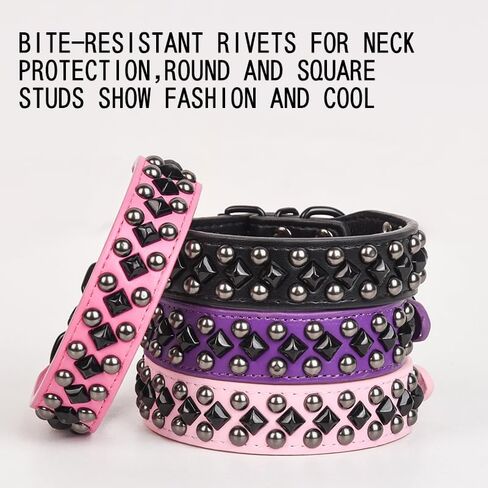 Studded PU Leather Dog Collars for Small, Medium, Large Dogs, Pitbull, Mastiff, Labrador, Boxer, Rottweiler, German Shepherd (Purple,XXL) in Saudi Arabia