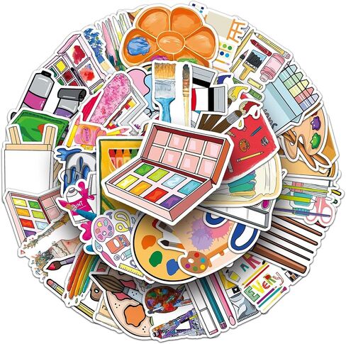 50pcs ملصقات الطلاء الفنية ، لوحة الطلاء ، الفرش ، الصباغ والشارات للكمبيوتر المحمول ، زجاجات المياه ، لوح التزلج ، الأمتعة ، الكمبيوتر ، لعبة ، هاتف - هدايا للأطفال ، الفتيات ، المراهقين in Kuwait