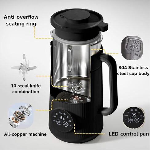 35oz/1000ml Nut Milk Maker with Nut Milk Bag - 8 in 1 Automatic Soy Machine for Homemade Almond, Oat, Soy Milk Machine - 10 Blades, 12 Hours Timer, Self-Cleaning Dairy-Free Beverages Maker in Kuwait