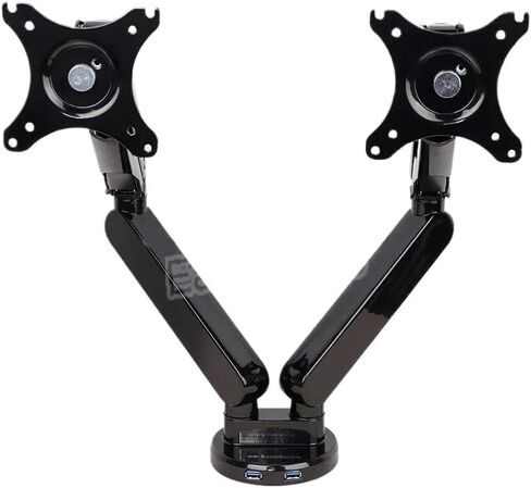 Q5D Gas Spring Desktop 10-27 Inch Dual Monitor Stand Mounting Arm Monitor Stand with 2 USB Ports, Each Head Holds 2-9kg in Saudi Arabia