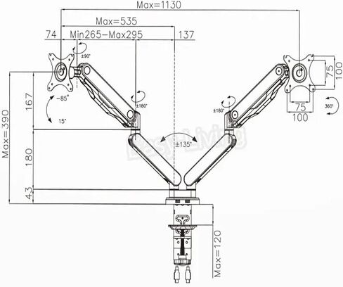 Q5D Gas Spring Desktop 10-27 Inch Dual Monitor Stand Mounting Arm Monitor Stand with 2 USB Ports, Each Head Holds 2-9kg in Saudi Arabia