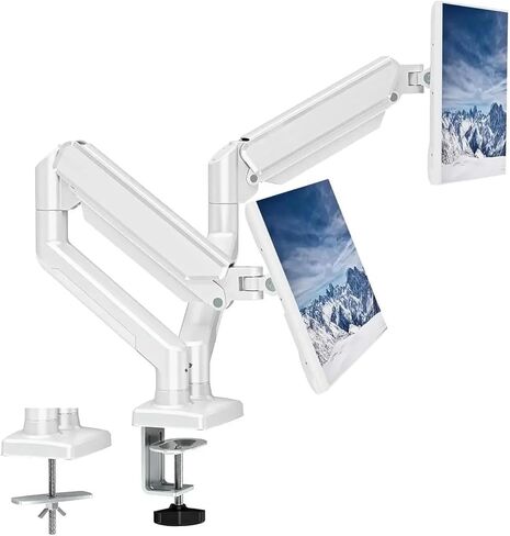 Hovering Telescopic arm Stand 13-32 inch Support Base Dual Screen Gas Spring Monitor Stand(Arms White) in Saudi Arabia