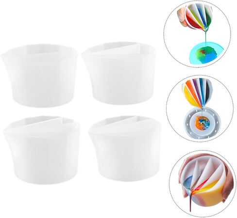 Artibetter 4Pcs Silicone Pigment Pouring Cups Color Mixing Tray for Art Students Flexible Durable Molds for Epoxy Crafts for DIY Projects Painting in Saudi Arabia