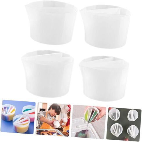 Artibetter 4Pcs Silicone Pigment Pouring Cups Color Mixing Tray for Art Students Flexible Durable Molds for Epoxy Crafts for DIY Projects Painting in Saudi Arabia