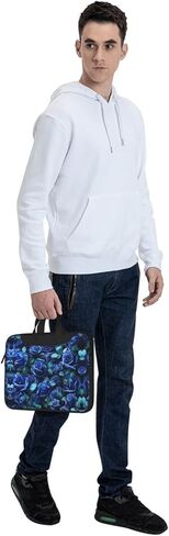 many blue roses Print Laptop Bag Laptop Case Shoulder Laptop Bag with Padded Protection Spacious Pockets, Black in Saudi Arabia
