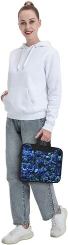 many blue roses Print Laptop Bag Laptop Case Shoulder Laptop Bag with Padded Protection Spacious Pockets, Black in Saudi Arabia