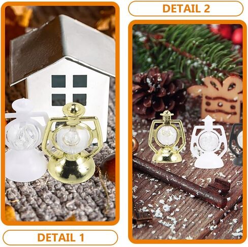 LOGOFUN 24pcs Miniature Dollhouse Lantern Vintage Mini Kerosene Lamp Tiny Fairy Garden Lantern Model for Dollhouse Christmas Party Micro Landscape Decorations in Saudi Arabia