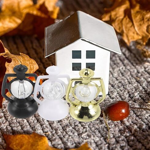 LOGOFUN 24pcs Miniature Dollhouse Lantern Vintage Mini Kerosene Lamp Tiny Fairy Garden Lantern Model for Dollhouse Christmas Party Micro Landscape Decorations in Saudi Arabia