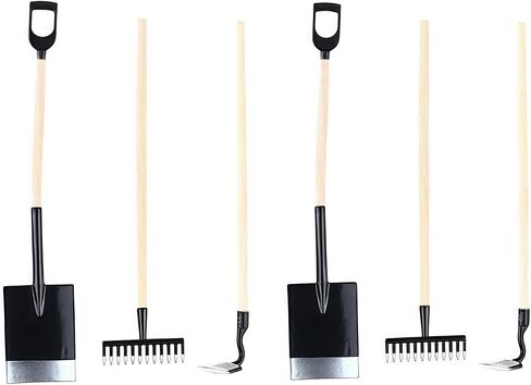 6Pcs Black Miniature Garden Tools 1:12 Mini Shovels and Rake Farm Tools Fairy Garden Furniture Dollhouse Accessories in Saudi Arabia