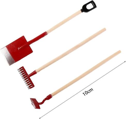 6Pcs Black Miniature Garden Tools 1:12 Mini Shovels and Rake Farm Tools Fairy Garden Furniture Dollhouse Accessories in Saudi Arabia