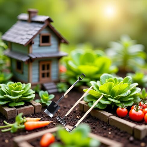 6Pcs Black Miniature Garden Tools 1:12 Mini Shovels and Rake Farm Tools Fairy Garden Furniture Dollhouse Accessories in Saudi Arabia