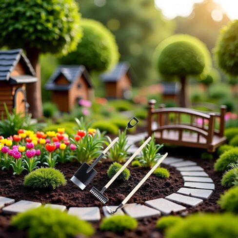 6Pcs Black Miniature Garden Tools 1:12 Mini Shovels and Rake Farm Tools Fairy Garden Furniture Dollhouse Accessories in Saudi Arabia