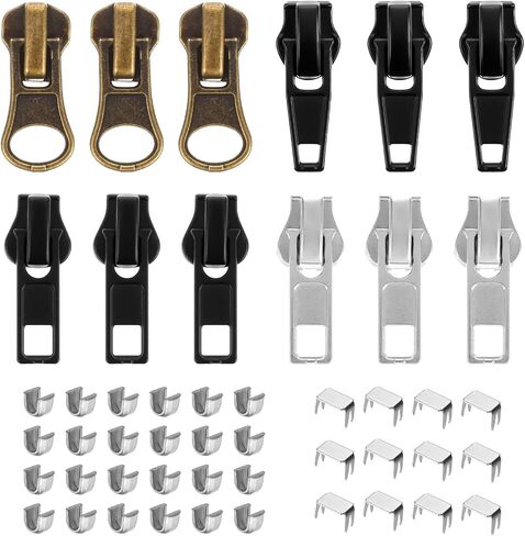 12 PCS Zipper Repair Kit #5 Zippers سحب الاستبدال ، #5 متزلجات قابلة للقفل مع توقف أعلى من المعدنية من الإصلاح المعدني للخلوص ، السترات ، معطف ، التمهيد ، حقيبة ظهر ، أنماط 4 أنماط in Saudi Arabia