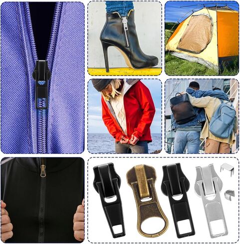 12 PCS Zipper Repair Kit #5 Zippers سحب الاستبدال ، #5 متزلجات قابلة للقفل مع توقف أعلى من المعدنية من الإصلاح المعدني للخلوص ، السترات ، معطف ، التمهيد ، حقيبة ظهر ، أنماط 4 أنماط in Saudi Arabia