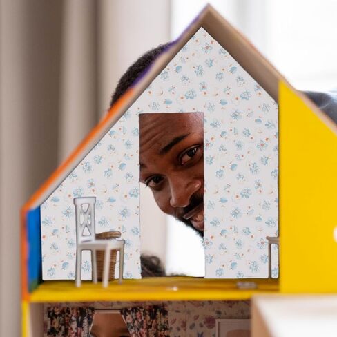 Kisangel 5 Sheets Dollhouse Wallpaper و Peel and Stick Wall Wall Paper Miniature Floard Decords Diy Dice Decor in Kuwait