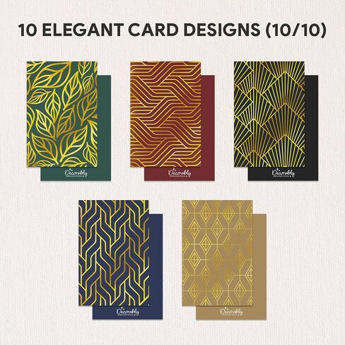 Decorably 50 Pack Gold Foil 4x6in Bulk Blank Cards and Envelopes with Stickers - 10 Elegant Designs Folded Blank Note Cards and Envelopes - All Occasions, Anniversary, Birthday, Business Events in Saudi Arabia