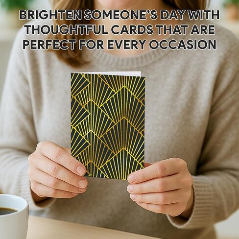 Decorably 50 Pack Gold Foil 4x6in Bulk Blank Cards and Envelopes with Stickers - 10 Elegant Designs Folded Blank Note Cards and Envelopes - All Occasions, Anniversary, Birthday, Business Events in Saudi Arabia
