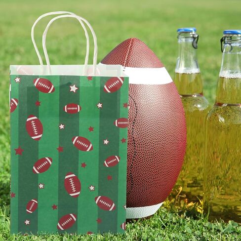 Naucoos 12 Pcs Football Gift Wrap Bags with Thank You Tags Team Sports Paper Bag Set Greeting Card Decorations for Sports Party Favor Birthday Goodie Treat Bag for Men Supplies in Saudi Arabia