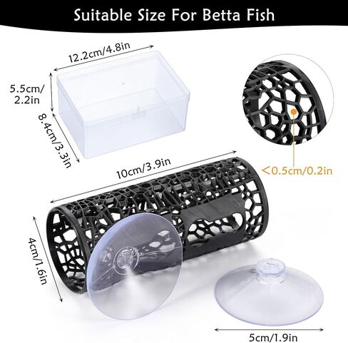 Betta Fish Tunnel, Pink Betta cave with Holes for Fish Tank Decorations, Betta Toys Perfect Shelter Hideaway, Bettas Tank Accessories with Suction Cups for Small Fish Shrimp Habitat in Saudi Arabia