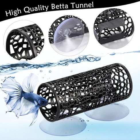 Betta Fish Tunnel, Pink Betta cave with Holes for Fish Tank Decorations, Betta Toys Perfect Shelter Hideaway, Bettas Tank Accessories with Suction Cups for Small Fish Shrimp Habitat in Saudi Arabia