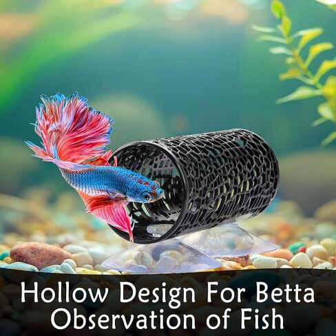 Betta Fish Tunnel, Pink Betta cave with Holes for Fish Tank Decorations, Betta Toys Perfect Shelter Hideaway, Bettas Tank Accessories with Suction Cups for Small Fish Shrimp Habitat in Saudi Arabia