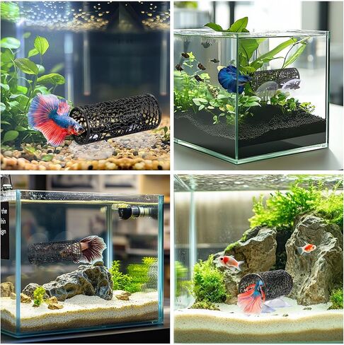 Betta Fish Tunnel, Pink Betta cave with Holes for Fish Tank Decorations, Betta Toys Perfect Shelter Hideaway, Bettas Tank Accessories with Suction Cups for Small Fish Shrimp Habitat in Saudi Arabia