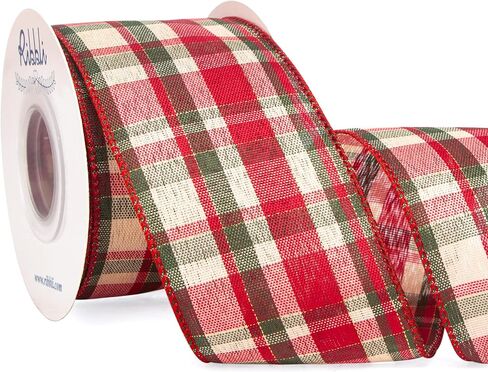Ribbli Christmas Plaid Wired Ribbon, Black Watch Tartan Scottish Plaid Ribbon 2-1/2 Inch x Continuous 10 Yard, Christmas Ribbon for Gift Wrapping, Big Bow, Wreath-Blue/Green in Saudi Arabia