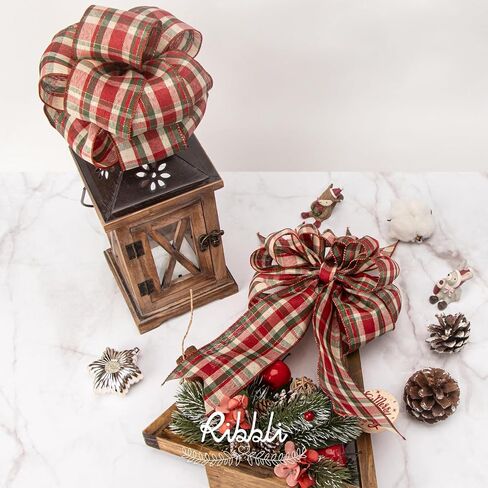 Ribbli Christmas Plaid Wired Ribbon, Black Watch Tartan Scottish Plaid Ribbon 2-1/2 Inch x Continuous 10 Yard, Christmas Ribbon for Gift Wrapping, Big Bow, Wreath-Blue/Green in Saudi Arabia