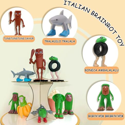 النسخة الخيطية مزيج من لعبة Beanrot Toy Italian Itals 7in tung tung tung sahur تمثال تمساح الفيل من أجل الكعكة العليا هدايا عيد ميلاد ثلاثية الهدايا القابلة للتجميع للجماهير (النمط ب) in Kuwait