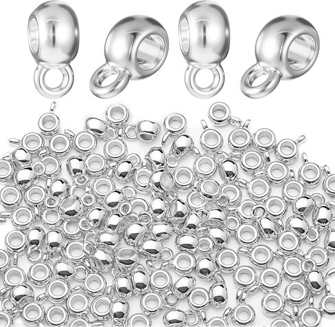 150 Pcs Links Bail Beads for Jewelry Making, Alloy Column Spacer Beads, Necklace Connector Tube Charm, Jewelry Hanger Charm Accessories for DIY Necklace Bracelet Keychain, Silver in Kuwait