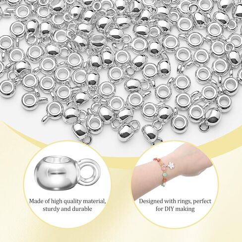 150 Pcs Links Bail Beads for Jewelry Making, Alloy Column Spacer Beads, Necklace Connector Tube Charm, Jewelry Hanger Charm Accessories for DIY Necklace Bracelet Keychain, Silver in Kuwait