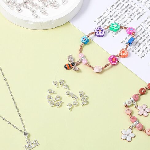 150 Pcs Links Bail Beads for Jewelry Making, Alloy Column Spacer Beads, Necklace Connector Tube Charm, Jewelry Hanger Charm Accessories for DIY Necklace Bracelet Keychain, Silver in Kuwait